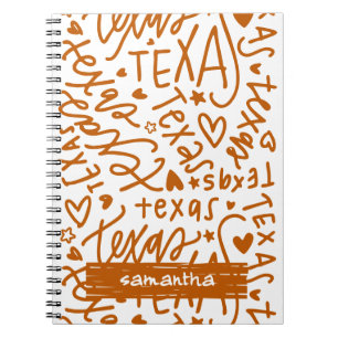 Burnt Orange Texas Doodle Pattern Notebook