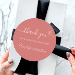 Burnt orange thank you heart wedding classic round sticker<br><div class="desc">A burnt orange,  dusty earth coloured background.  With the text: Thank you for sharing our special day,  with a small heart.   Personalise and add your names.</div>