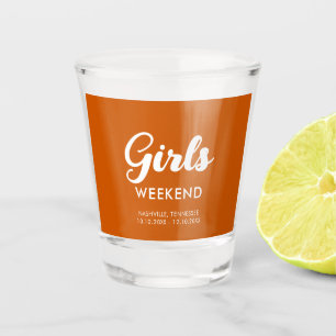 Burnt Orange Travel Destination Girls Weekend Trip Shot Glass