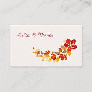Burnt Orange Tropical Hibiscus Florals Wedding Place Card