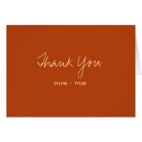 Burnt Orange Typography Wedding Thank You Card