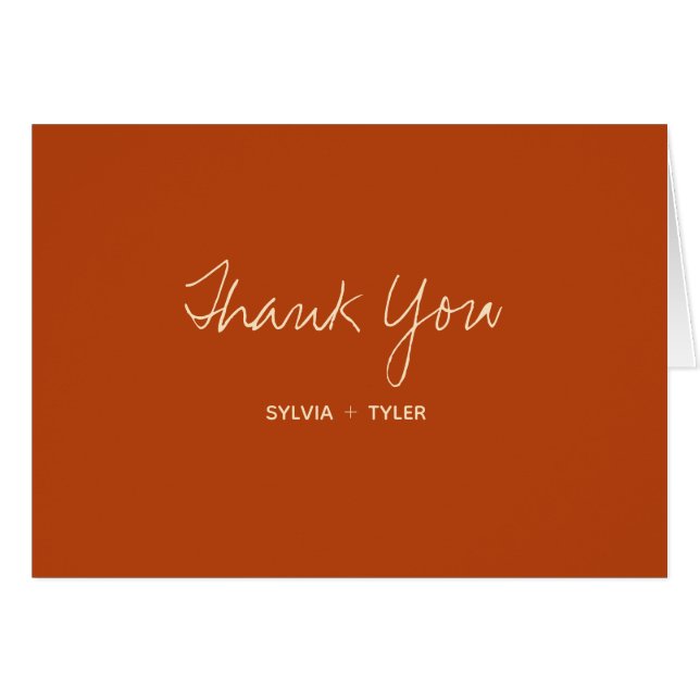 Burnt Orange Typography Wedding Thank You Card (Front Horizontal)