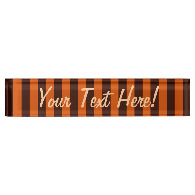 Burnt Orange Vertical Stripes Retro Style Nameplate (Front)