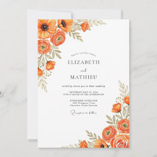 Burnt Orange Vivid Rustic Wedding Invitation