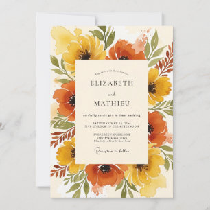 Burnt Orange Warm Autumnal Wedding Invitation