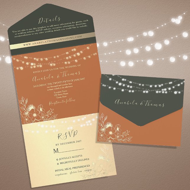 Burnt Orange Wedding All In One Invitation (Creator Uploaded)