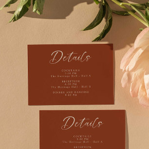 Burnt Orange Wedding Boho Details RSVP Card