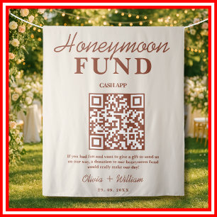 Burnt Orange Wedding Honeymoon Fund QR Code Tapestry