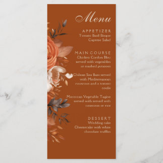 Burnt Orange Wedding Menu