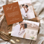 Burnt Orange Wedding Minimalist Thank You Cards<br><div class="desc">Budget Wedding Thank You Cards that have a photo on the front and back. The Thank you cards contain a modern hand lettered cursive script typography that are elegant,  simple and modern to use after you wedding day celebration.</div>