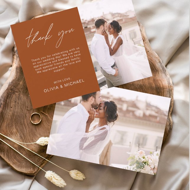Burnt Orange Wedding Minimalist Thank You Cards (Creator Uploaded)