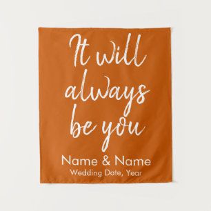 Burnt Orange Wedding Reception Photo Booth Prop Tapestry