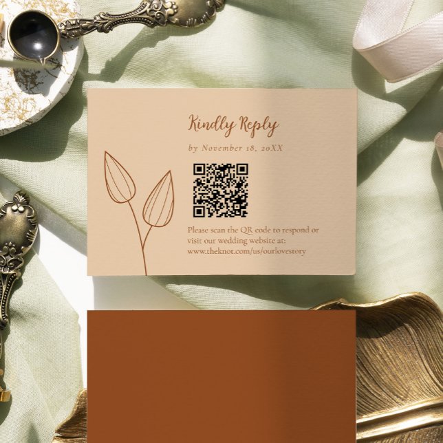 Burnt Orange Wedding RSVP Card with QR Code (Creator Uploaded)