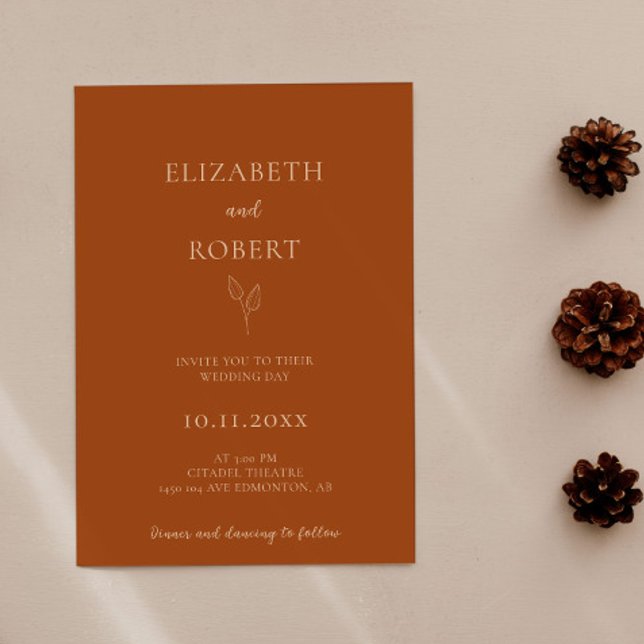 Burnt Orange Wedding Terracotta Simple Elegant Invitation (Creator Uploaded)