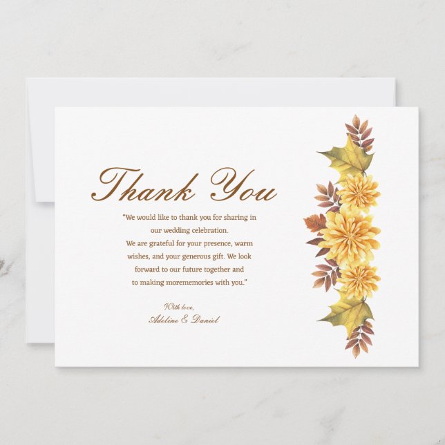 Burnt Orange Wedding Thank You (Front)