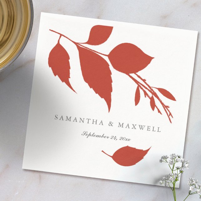 Burnt Orange Wedding Theme Cocktail Napkins (Orange wedding theme custom cocktail napkins by Victoria Grigaliunas Do Tell A Belle)