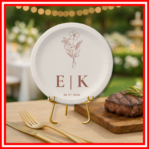 Burnt Orange Wedding   Wildflower Paper Plate