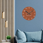 Burnt orange white business logo round clock<br><div class="desc">A burnt orange,  terracotta coloured background. Personalise and add your business,  company logo.  White clock numbers.</div>