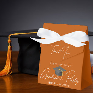 Burnt Orange White Graduation Party Thank You Favour Box