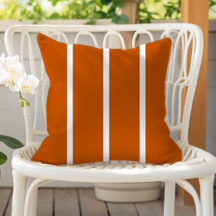 Burnt Orange White Skinny Stripes Cushion
