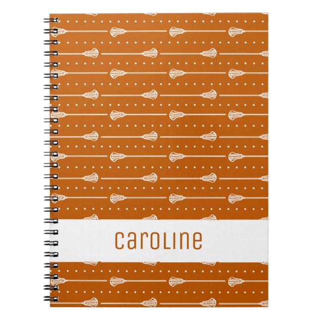 Burnt Orange White Sticks and Dotted Lines Pattern Notebook (Front)