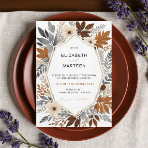 Burnt Orange Wildflower Autumn Wedding Invitation
