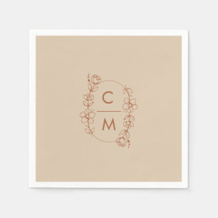 Burnt Orange Wildflower Bohemian Arch Wedding Napkin
