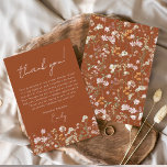 Burnt Orange Wildflower Boho Bridal Shower Thank You Card<br><div class="desc">Express your gratitude with our Wildflower Bridal Shower Thank You Card. This beautifully designed card captures the essence of nature's charm, featuring vibrant wildflowers against a warm terracotta backdrop. The delicate wildflowers symbolise the beauty and uniqueness of each moment shared during the bridal shower. The terracotta colour palette adds a...</div>