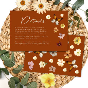 Burnt Orange Wildflower Boho Wedding Details Enclosure Card