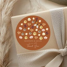 Burnt Orange Wildflower Boho Wedding Stickers