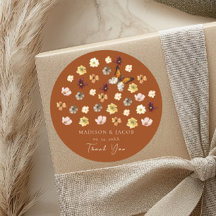 Burnt Orange Wildflower Boho Wedding Stickers