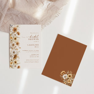 Burnt Orange Wildflower Bridal Shower Floral Invitation