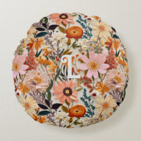 Burnt Orange Wildflower Cottagecore Monogram