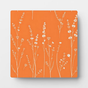 Burnt Orange Wildflower Minimal Pattern Plaque