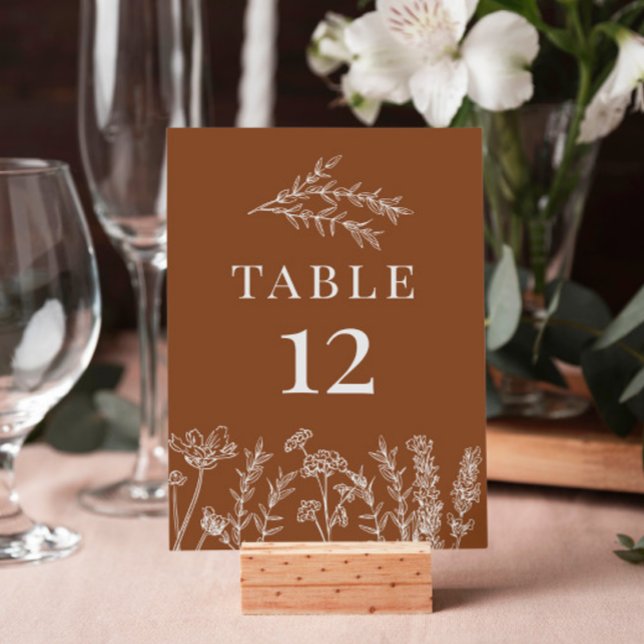 Burnt Orange Wildflower Table Card Number (Creator Uploaded)