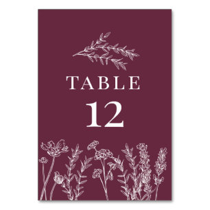 Burnt Orange Wildflower Table Card Number