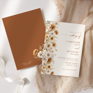 Burnt Orange Wildflower Wedding Boho Invitation