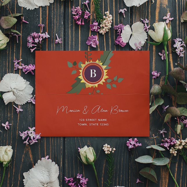 Burnt Orange Wildflower Wedding Envelope (Creator Uploaded)