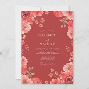 Burnt Orange Wildflower Wedding Invitation