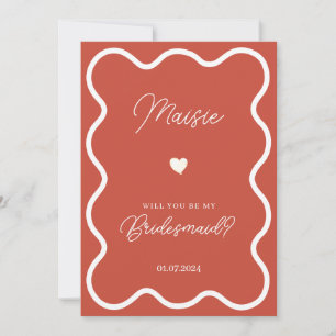 Burnt orange will you be my bridesmaid proposal invitation