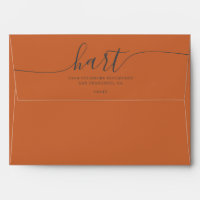 Burnt Orange with Black Script Return Address