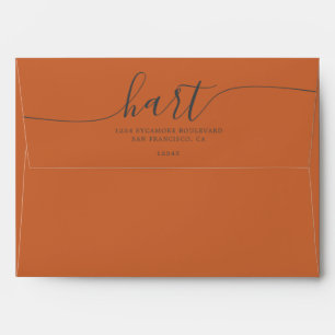 Burnt Orange with Black Script Return Address Envelope