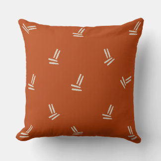 Burnt Orange with Double Lines Throw Pillow