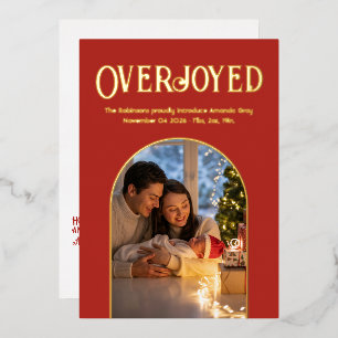 Burnt Orange Xmas Baby Birth Announcement Photo