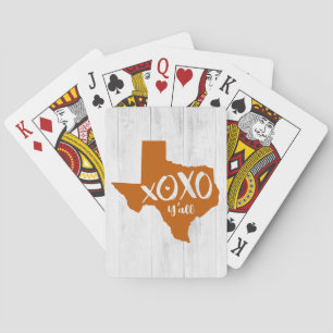 Burnt Orange XOXO, Y'all - Texas State Shape Playing Cards
