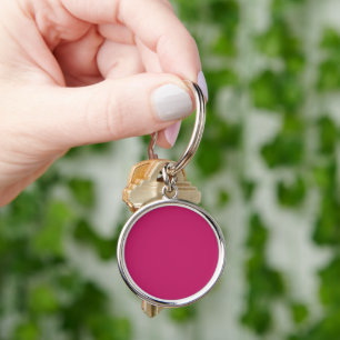 Burnt Pink Round Metal Keychain