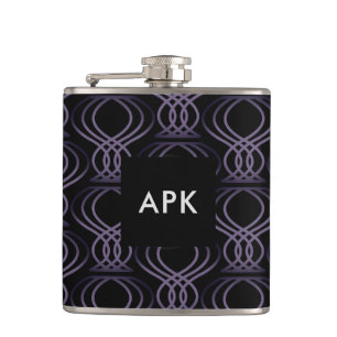 Burnt Purple and Black Finial Pattern Hip Flask