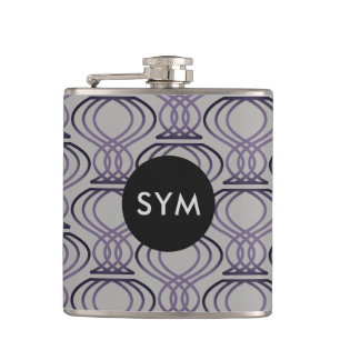 Burnt Purple and Silver Finial Pattern Hip Flask