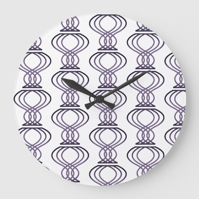Burnt Purple Finial Pattern Large Clock (Front)