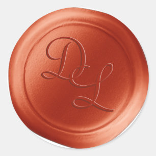 Burnt Red Rust 2 Letter Monogram Wax Seal Stickers